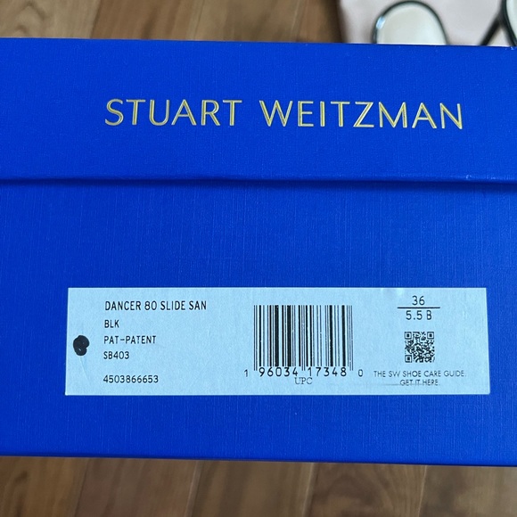 Stuart Weitzman Dancer 80 Slide Sandal Mule Black Patent Leather 5.5/36 - Picture 4 of 5